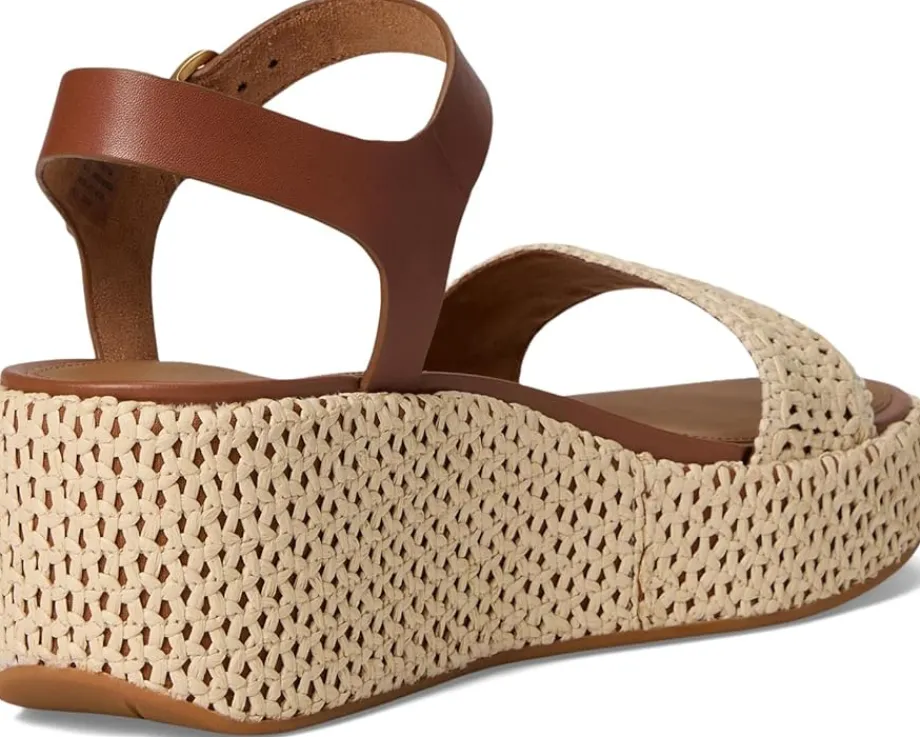 FitFlop Platfforms Woven Wedge Ankle-Strap Sandals Deep Tan/Ivory