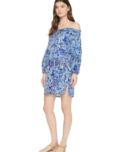 Women Lauren Ralph Lauren Playa Floral Smocked Off the Shoulder Tunic Cover-Up