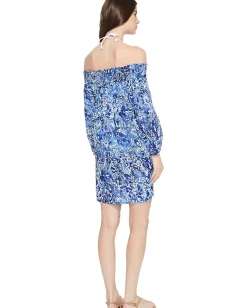 Women Lauren Ralph Lauren Playa Floral Smocked Off the Shoulder Tunic Cover-Up