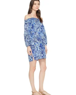 Women Lauren Ralph Lauren Playa Floral Smocked Off the Shoulder Tunic Cover-Up