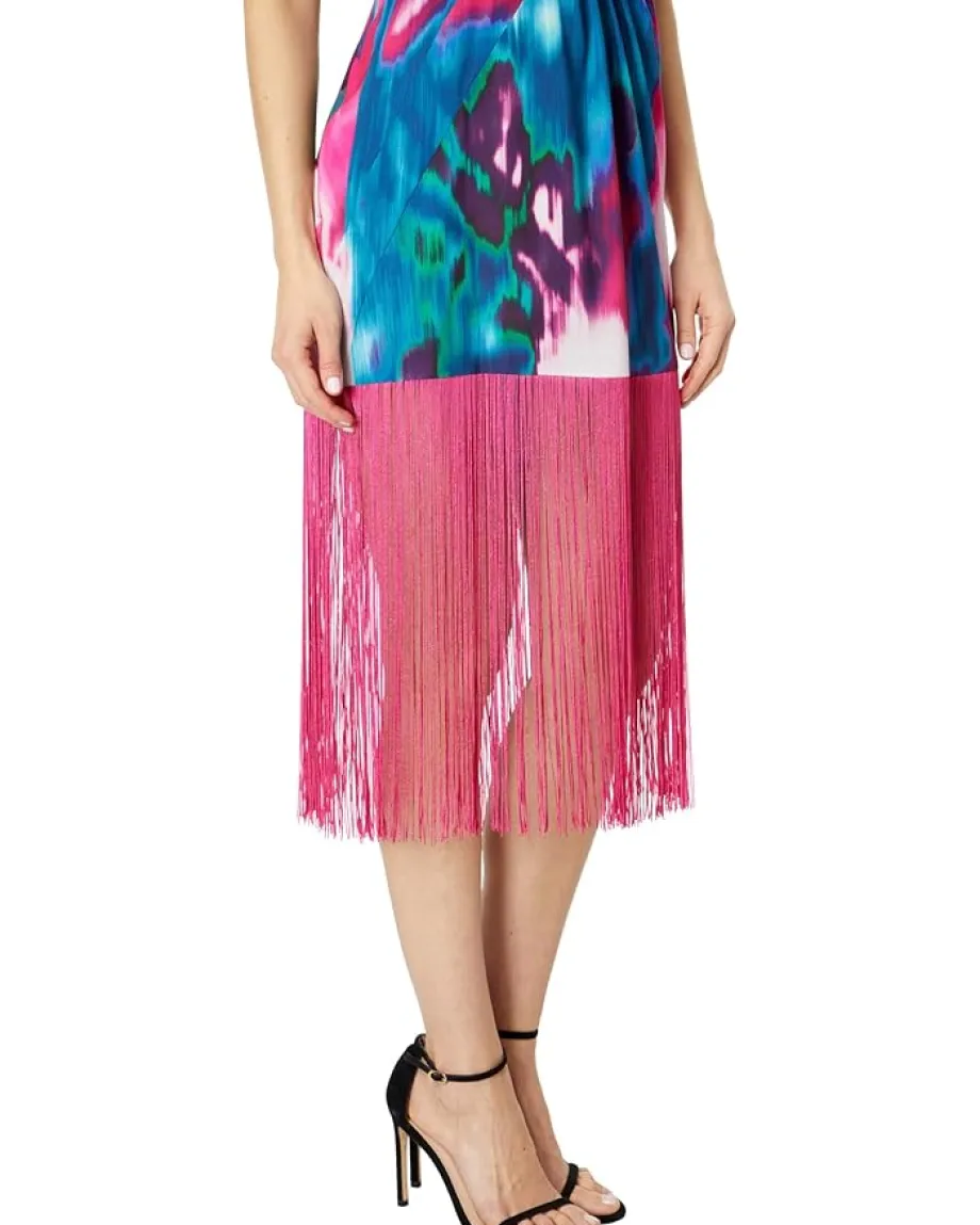 Women ONE33 Social Pleated Front Fringe Dress