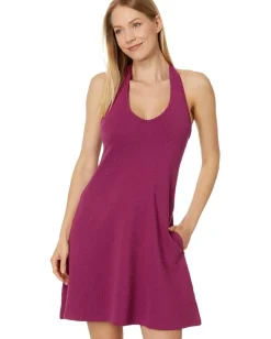Toad&Co Plumeria Halter Sleeveless Dress Boysenberry Texture Hot