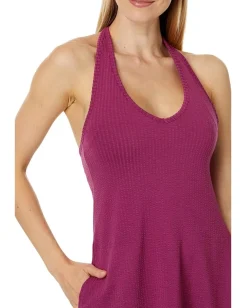 Toad&Co Plumeria Halter Sleeveless Dress Boysenberry Texture Hot