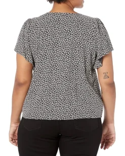 Women Madewell Plus Flutter-Sleeve Crop Top in Micro Daisy