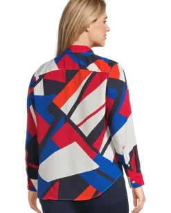 Women Lauren Ralph Lauren Plus Size Classic Fit Print Crepe Shirt