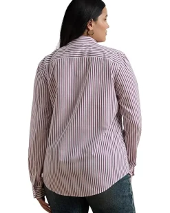 Women Lauren Ralph Lauren Plus Size Classic Fit Striped Broadcloth Shirt