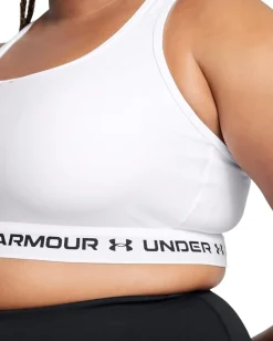 Under Armour Plus Size Crossback Mid Impact Bra White/White/Black Best