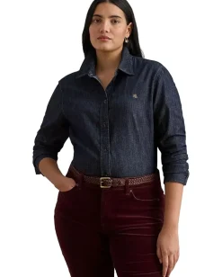 Women Lauren Ralph Lauren Plus Size Denim Shirt