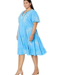 Women Johnny Was Plus Size Fern Tiered Knit Dress