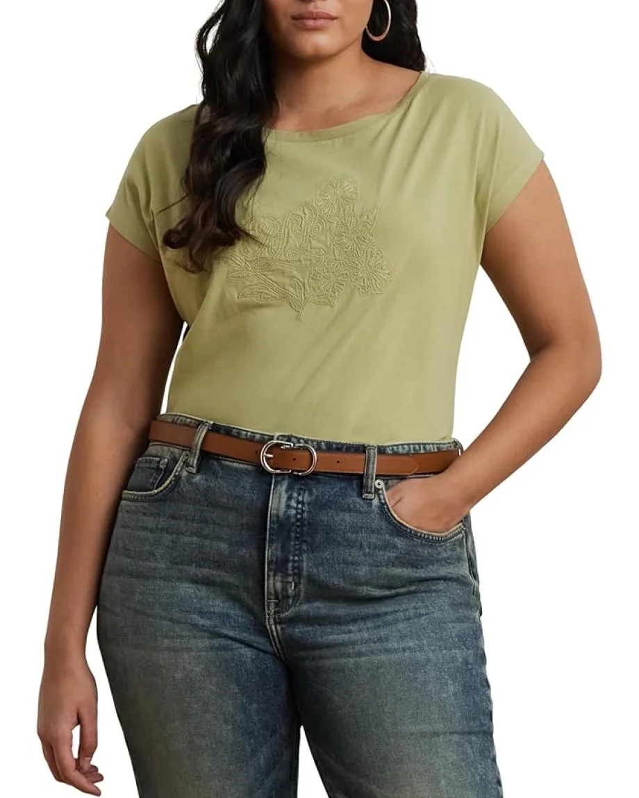 Lauren Ralph Lauren Plus Size Grieta Short Sleeve T-Shirt Light Olive Online