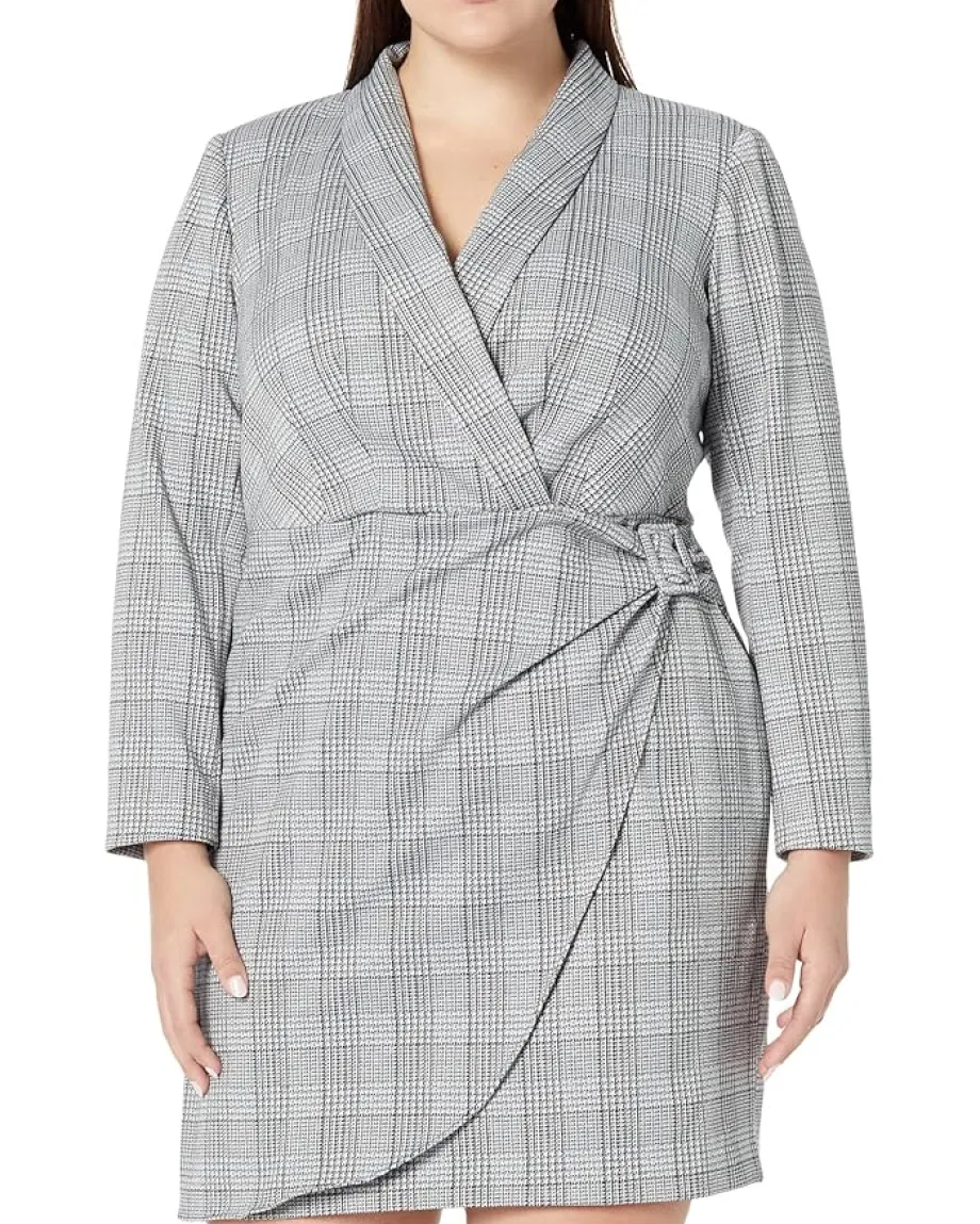 Women Donna Morgan Plus Size Metallic Plaid Blazer Dress
