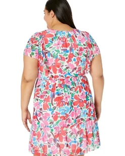 Women Donna Morgan Plus Size Mini Dress with Flutter Sleeve