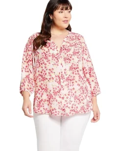 NYDJ Plus Size Pintuck Blouse Summer Wind Best
