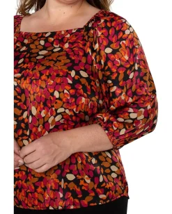 Liverpool Los Angeles Plus Size Puff Sleeve Square Neck Woven Top Autumn Petals Online