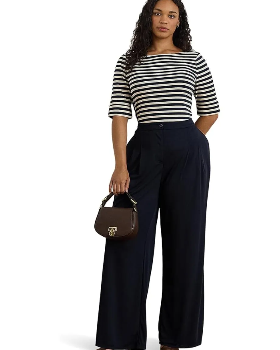Women Lauren Ralph Lauren Plus Size Striped Stretch Cotton Boatneck Tee