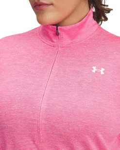 Under Armour Plus Size Tech 1/4 Zip Twist Super Pink/White