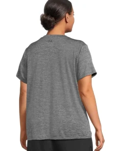 Under Armour Plus Size Tech Short Sleeve V-Neck Twist Castlerock/Black Hot