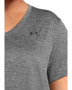 Under Armour Plus Size Tech Short Sleeve V-Neck Twist Castlerock/Black Hot