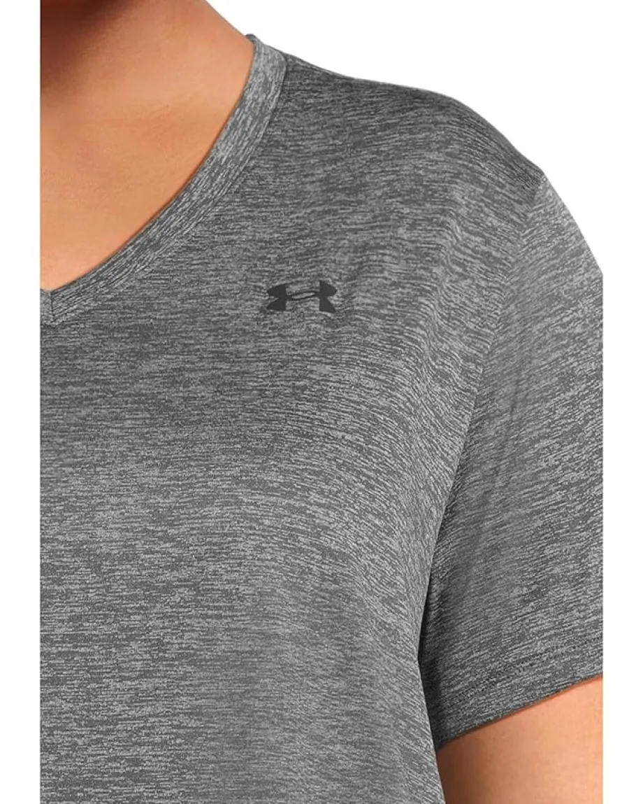 Under Armour Plus Size Tech Short Sleeve V-Neck Twist Castlerock/Black Hot