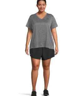 Under Armour Plus Size Tech Short Sleeve V-Neck Twist Castlerock/Black Hot