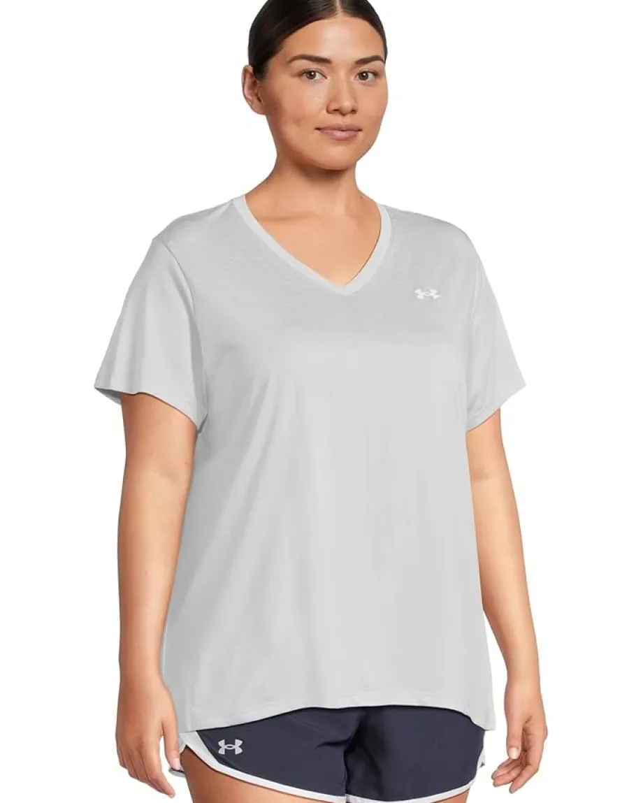 Women Under Armour Plus Size Tech Short Sleeve V-Neck Twist
