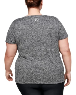 Women Under Armour Plus Size Tech Solid Short Sleeve V-Neck