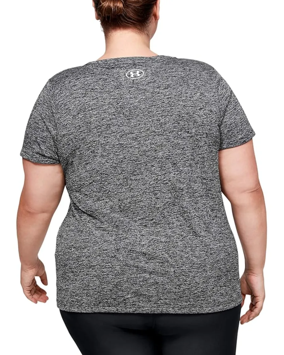 Women Under Armour Plus Size Tech Solid Short Sleeve V-Neck