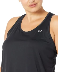 Under Armour Plus Size Tech Solid Tank Black/Metallic Silver New