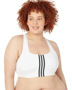 adidas Plus Size Training Medium Support Better 3-Stripes Bra White Discount