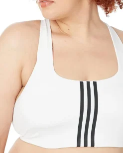adidas Plus Size Training Medium Support Better 3-Stripes Bra White Discount