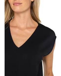 Women Liverpool Los Angeles Plush Comfort Knit Dolman Sleeve V-Neck Top