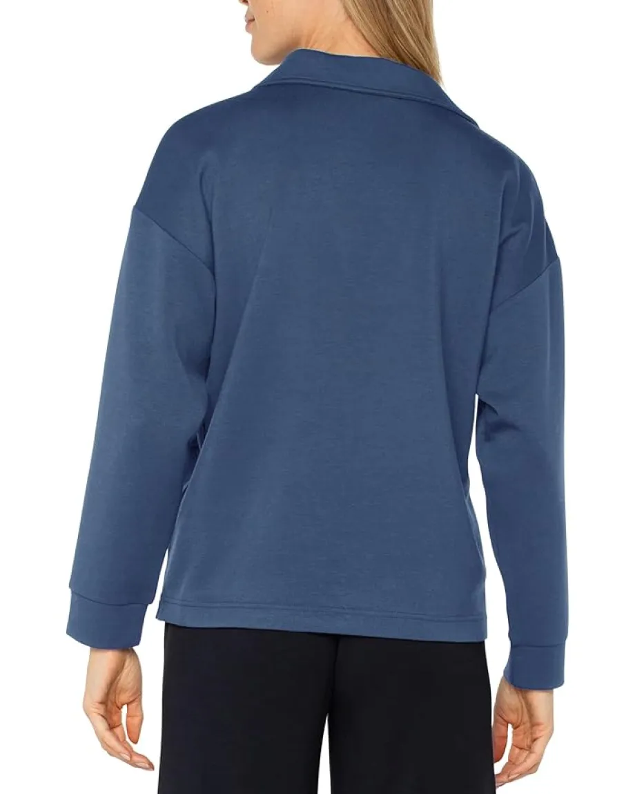 Women Liverpool Los Angeles Plush Comfort Knit V-Neck Popover With Collar