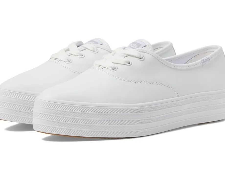 Keds Point Lace Up White Leather New
