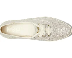 Keds Point Lace Up Cream Glitter Hot