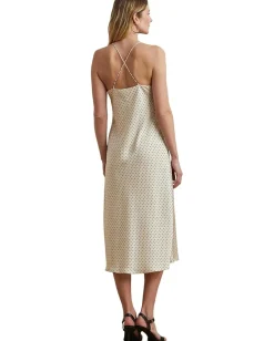 Women Lauren Ralph Lauren Polka-dot Satin Charmeuse Slip Dress