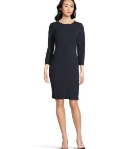 Women Lauren Ralph Lauren Ponte 3/4 Sleeve Dress