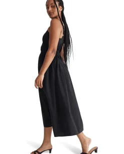 Women Madewell Poplin Halter Tiered Midi Dress