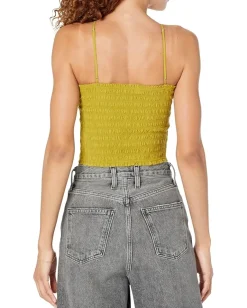 Women Madewell Poplin Smocked Halter Crop Top