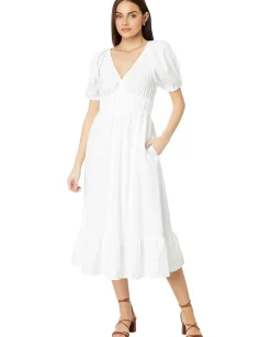 Women Vineyard Vines Poplin V-Neck Midi Dress