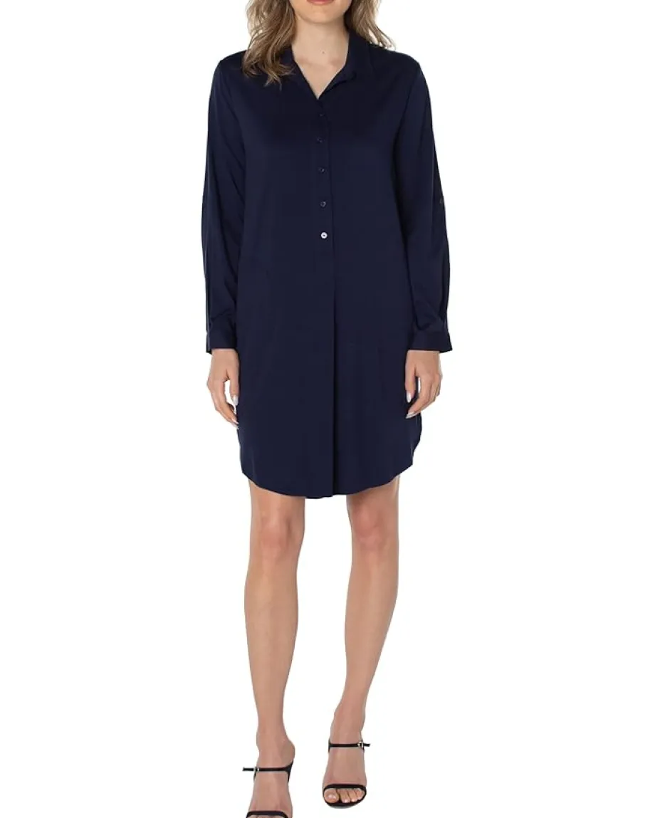 Liverpool Los Angeles Popover Shirtdress Cosmic Navy Outlet