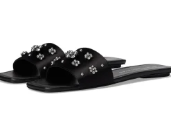 Stuart Weitzman POPPY SLIDE Black/Silver Shade/Gray New
