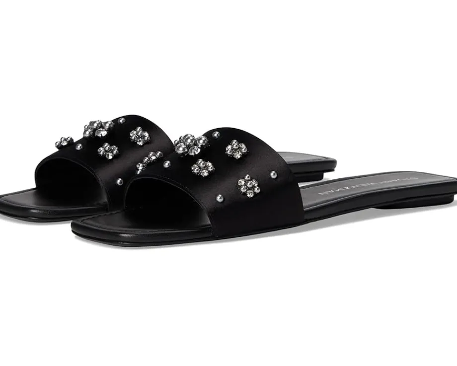 Stuart Weitzman POPPY SLIDE Black/Silver Shade/Gray New