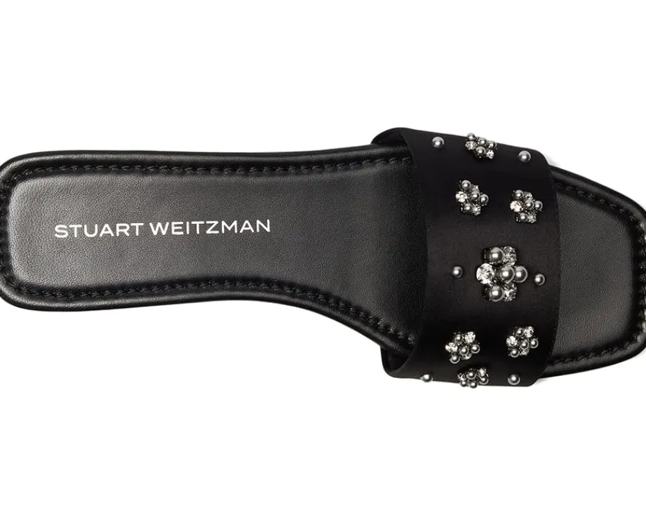 Stuart Weitzman POPPY SLIDE Black/Silver Shade/Gray New