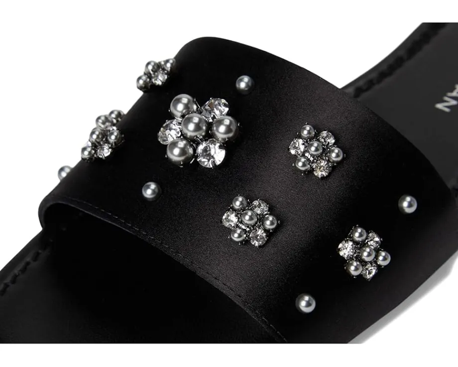 Stuart Weitzman POPPY SLIDE Black/Silver Shade/Gray New