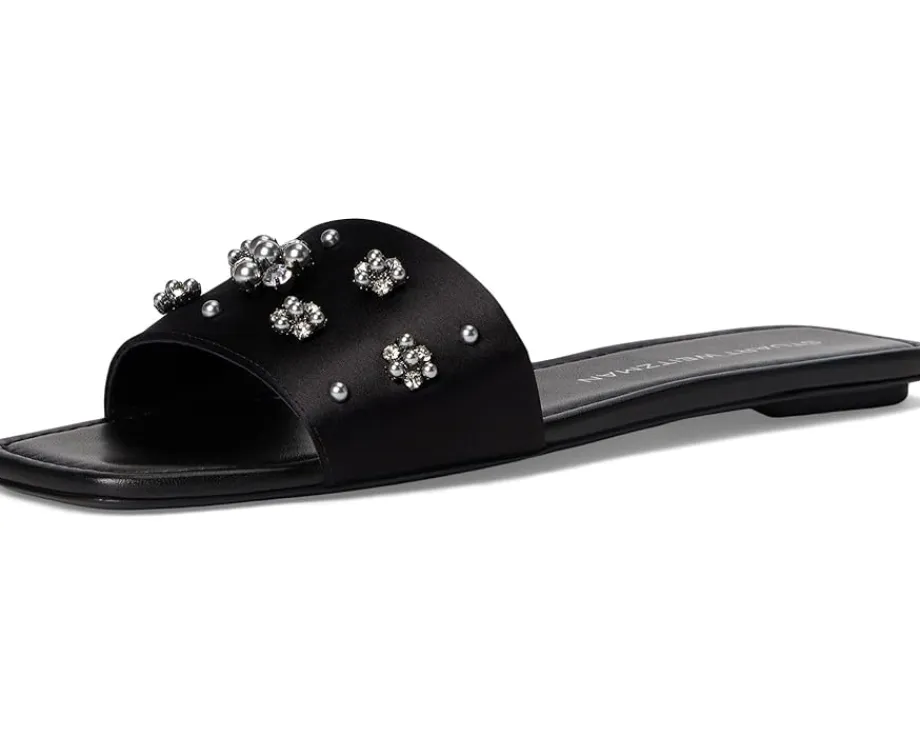 Stuart Weitzman POPPY SLIDE Black/Silver Shade/Gray New