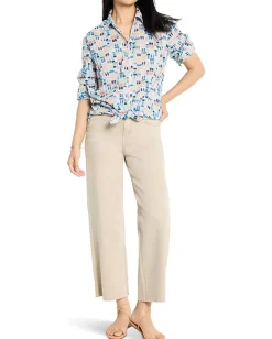 NIC+ZOE Portofino Cotton Boyfriend Shirt Blue Multi Outlet