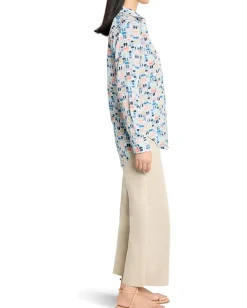 NIC+ZOE Portofino Cotton Boyfriend Shirt Blue Multi Outlet