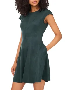 Vince Camuto Princess Seam Cap Sleeve Short Circle Dress Forest Night Outlet