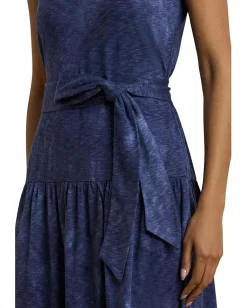 Women Lauren Ralph Lauren Print Belted Slub Jersey Tiered Dress