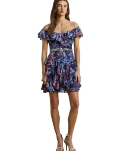 Women Lauren Ralph Lauren Print Off-The-Shoulder Cocktail Dress